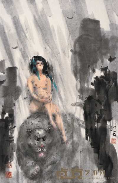 傅小石  山鬼 镜心 69×45cm